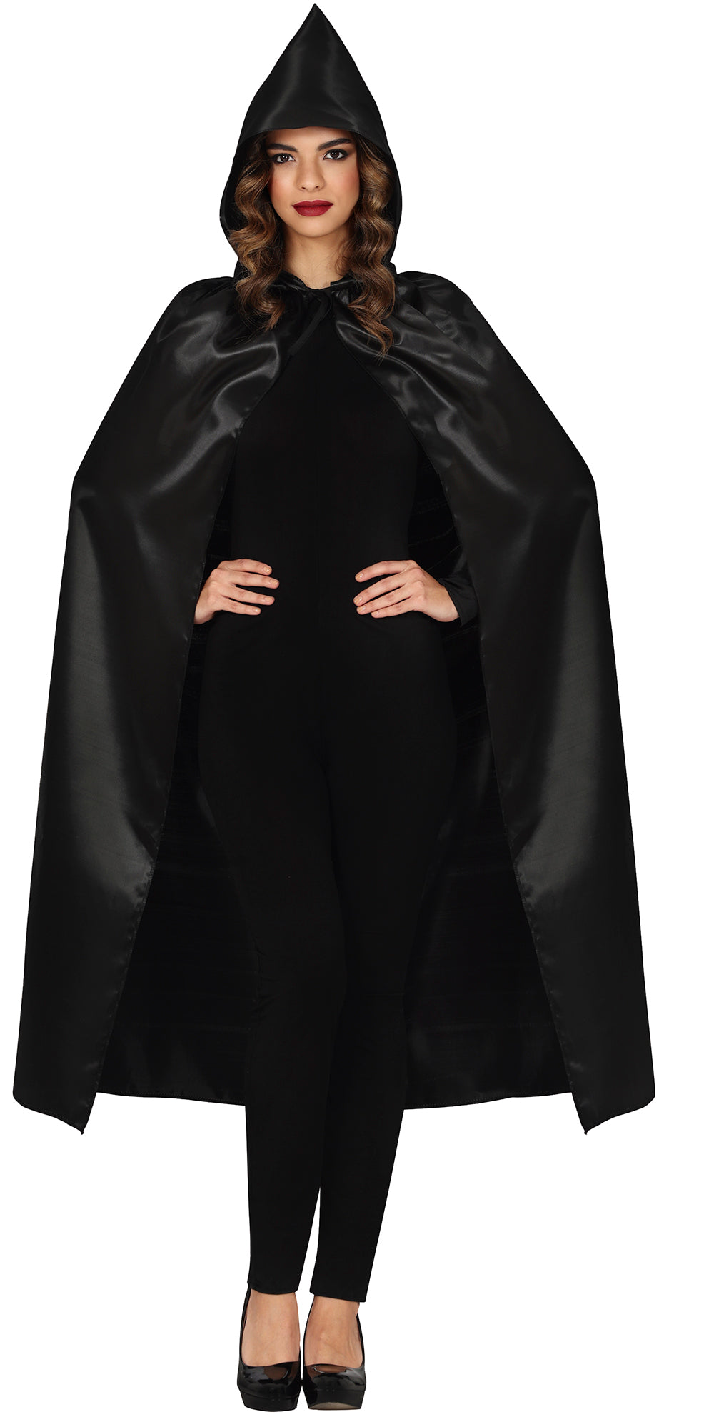 BLACK CAPE WITH HOOD 120 CMS