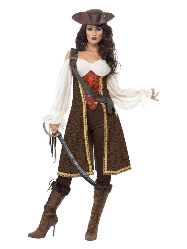 High Seas Pirate Wench Costume, Brown - 2