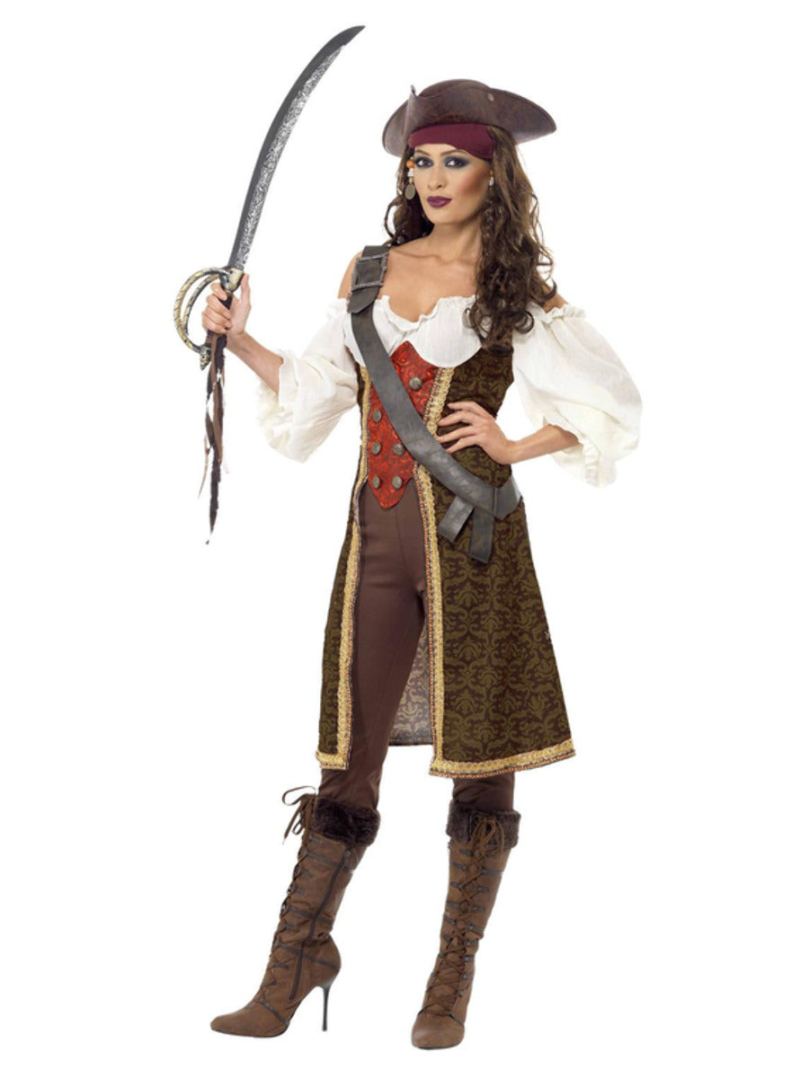 High Seas Pirate Wench Costume, Brown - 5