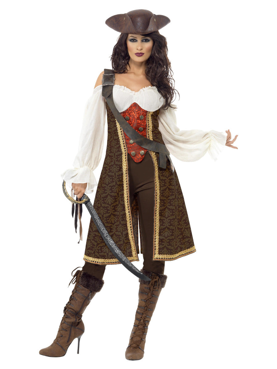 High Seas Pirate Wench Costume, Brown - 1