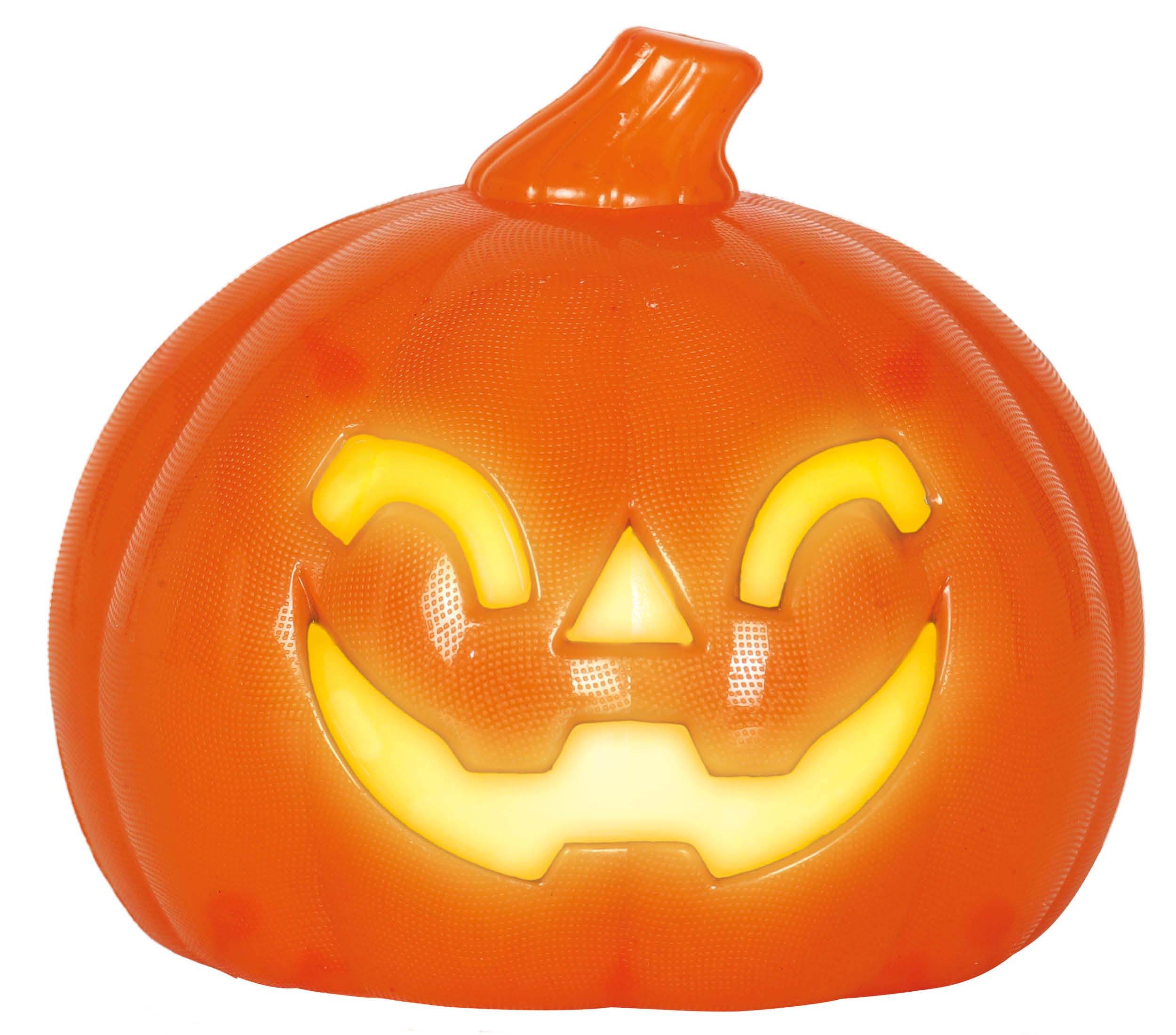PUMPKIN WITH LIGHT, PLASTIC, 10 CMS.