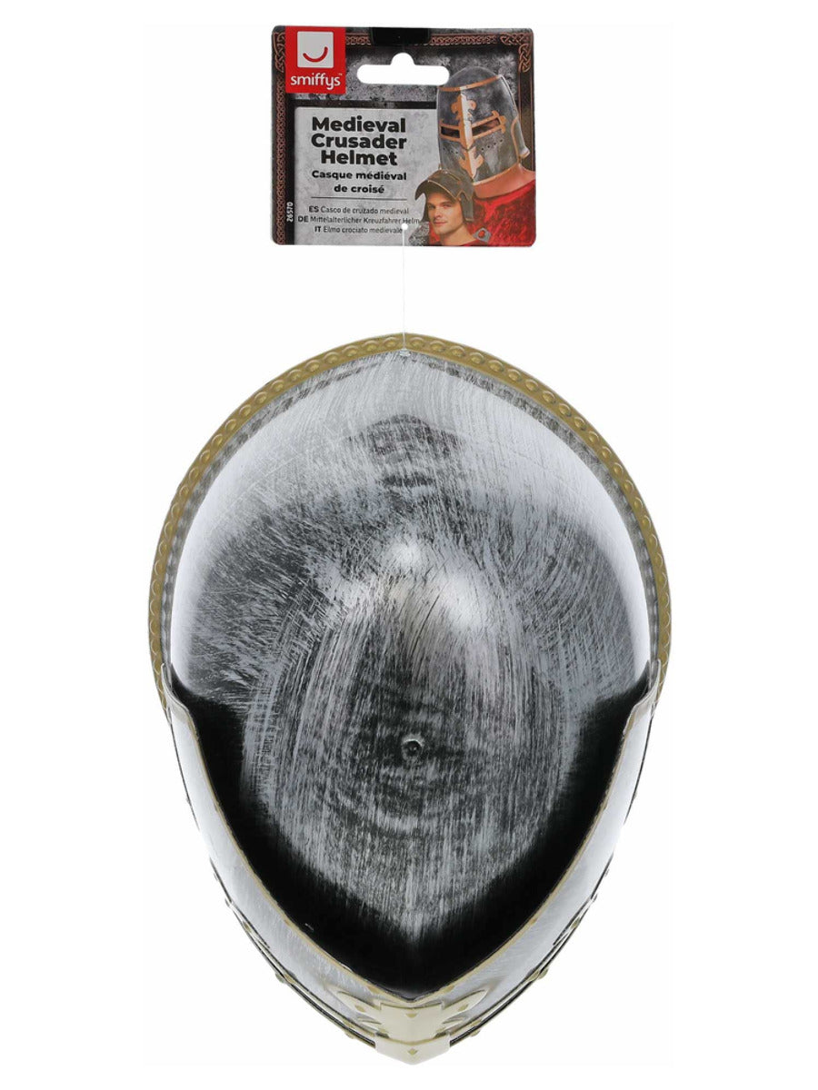 Medieval Crusader Helmet, Silver - 3