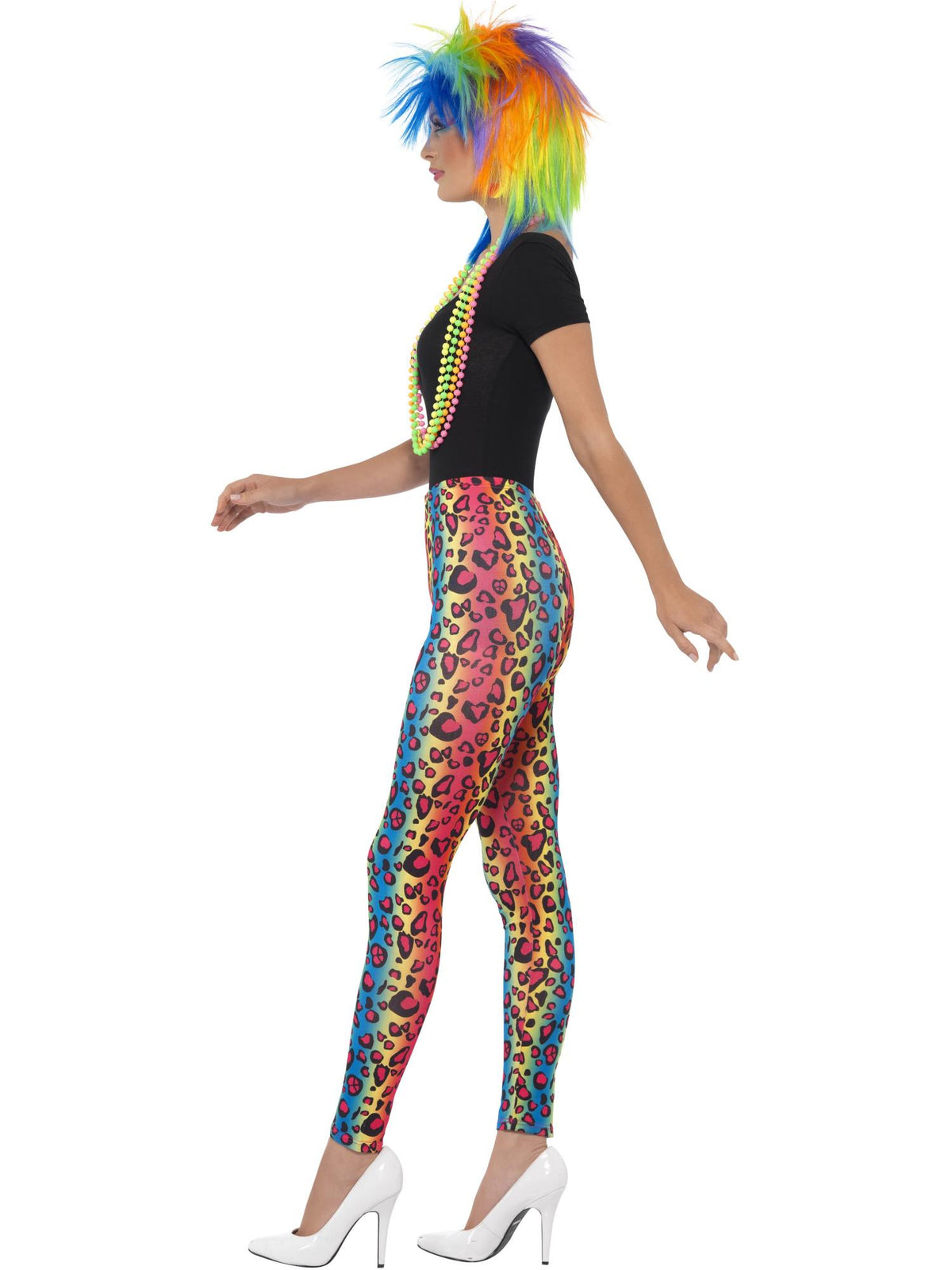 Neon Leopard Print Leggings, Multi-Coloured 3