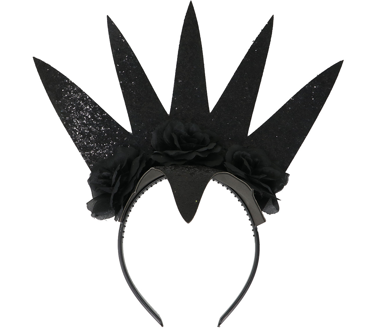 BLACK QUEEN TIARA WITH FLOWERS