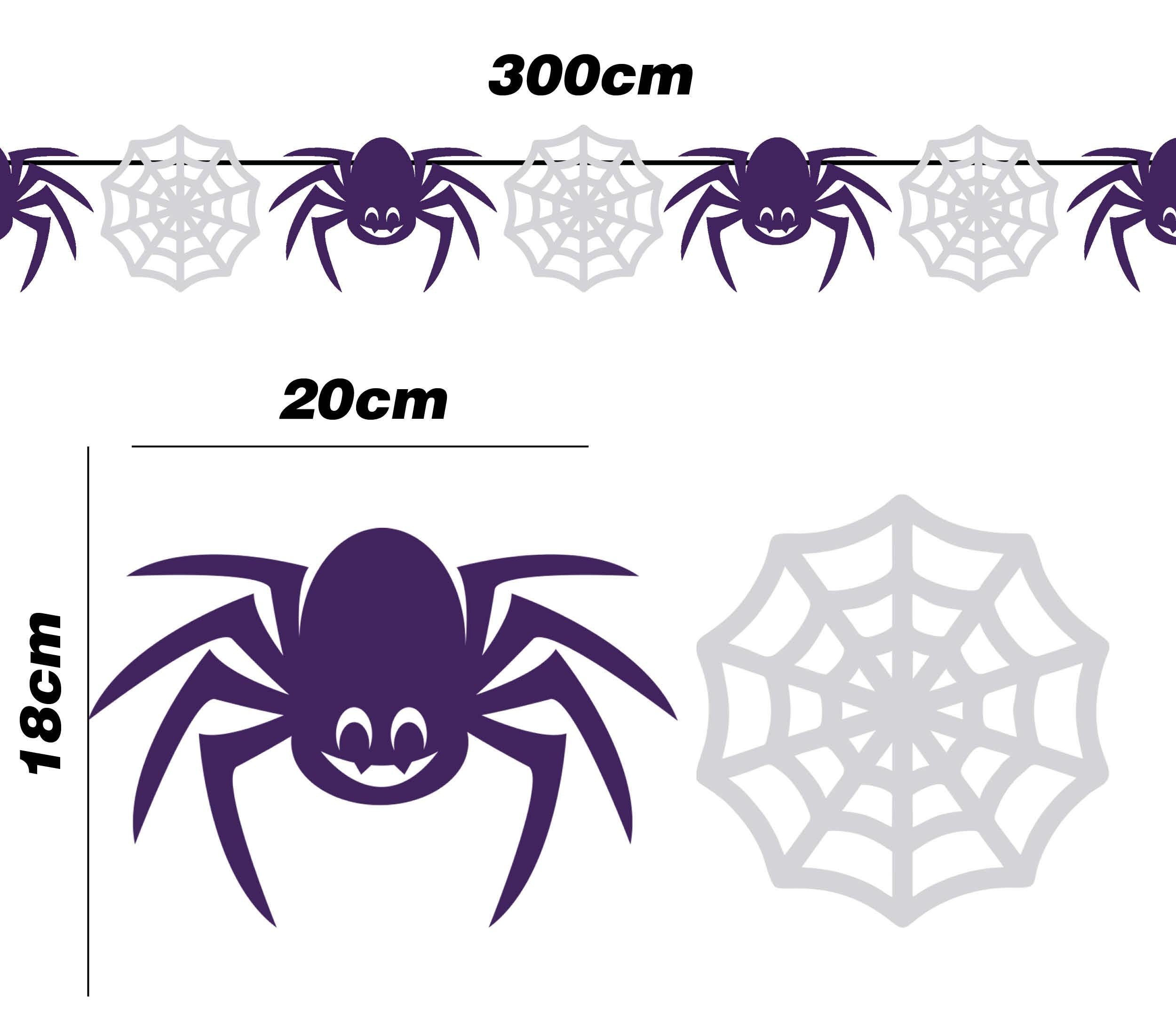 SPIDER AND COBWEB GARLAND 300CM 20X18 CM