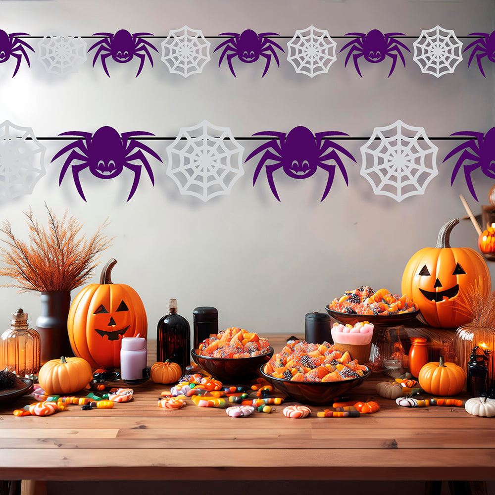 SPIDER AND COBWEB GARLAND 300CM 20X18 CM