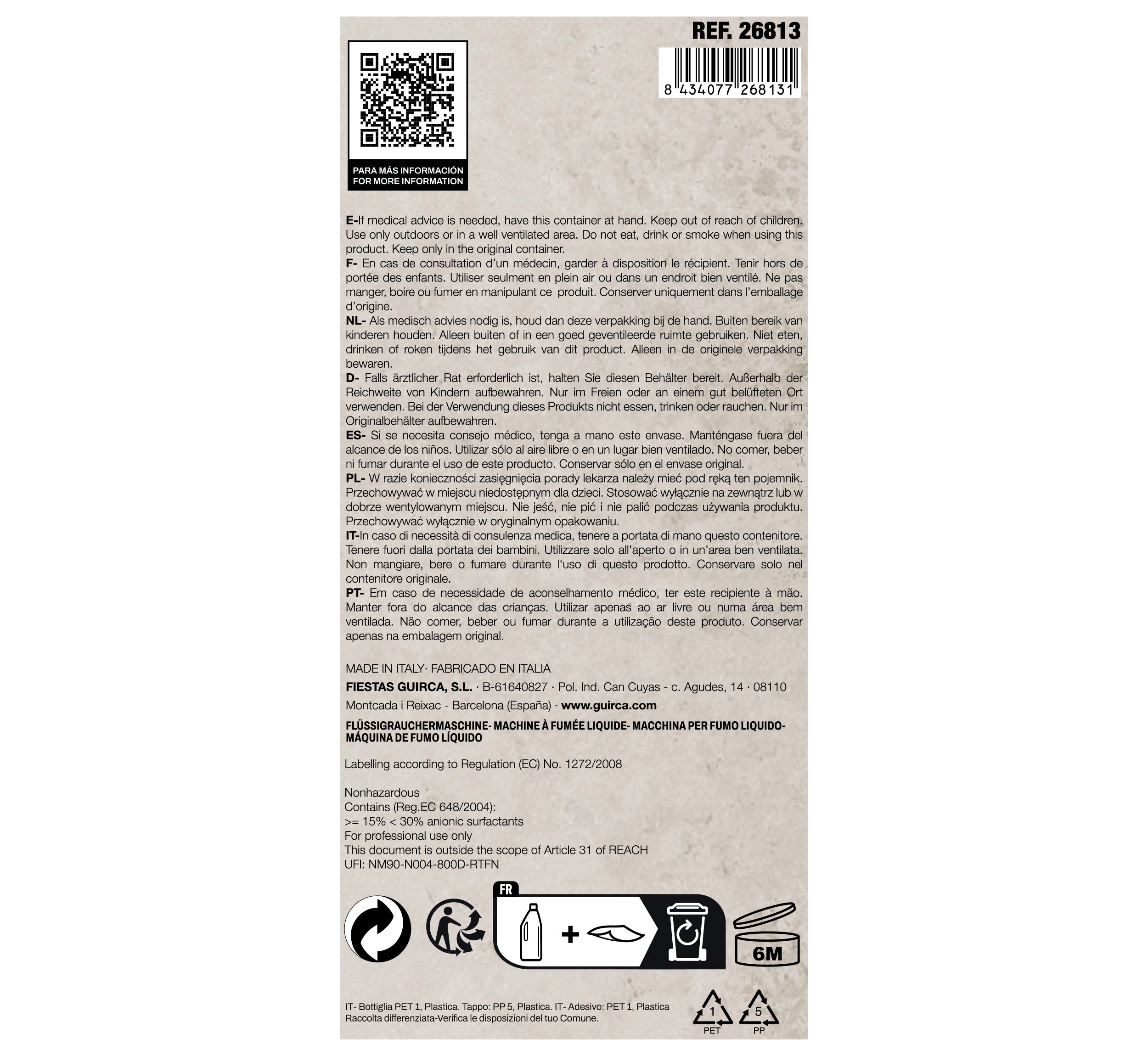 1 L. LIQUID DRUM FOR SMOKE MACHINE