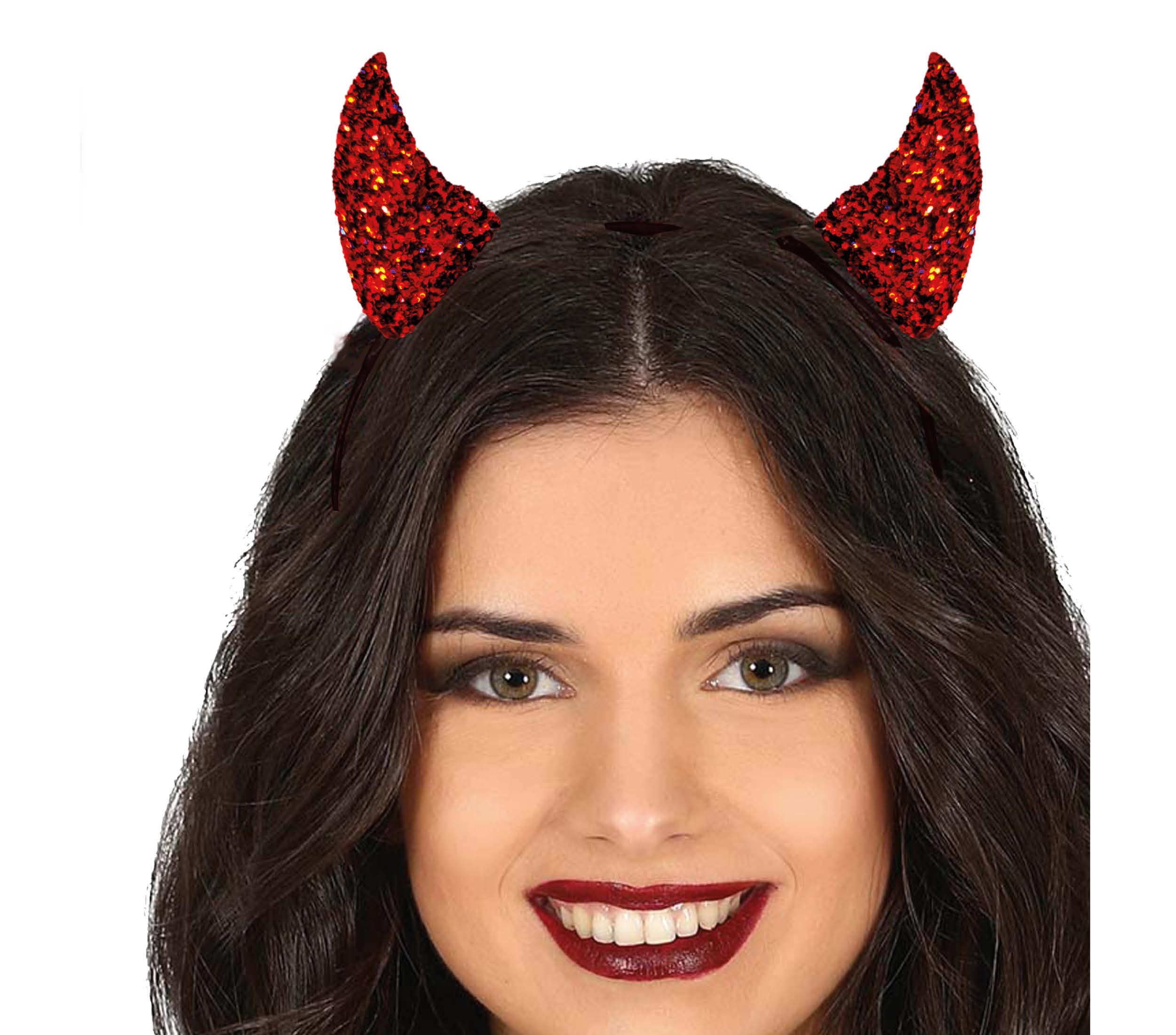 RED GLITTER HORNS HEADBAND