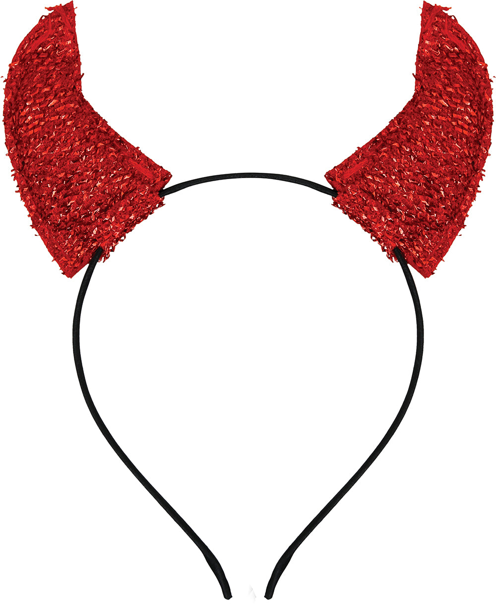 RED GLITTER HORNS HEADBAND