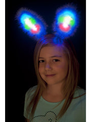 LED Light Up Fluffy Bunny Ears, Blue 1
