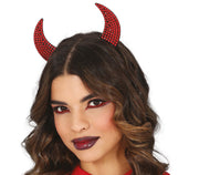 RED SHINY DEVIL HEADBAND, METAL