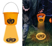 CANDY BUCKET WITH LIGHT UNDERNEATH, ORANGE, 15CM