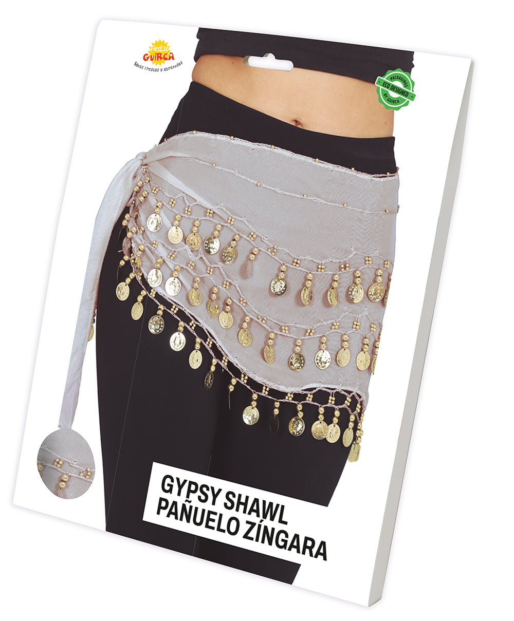BELLY DANCE HIP SCARF WITH GOLD COINS