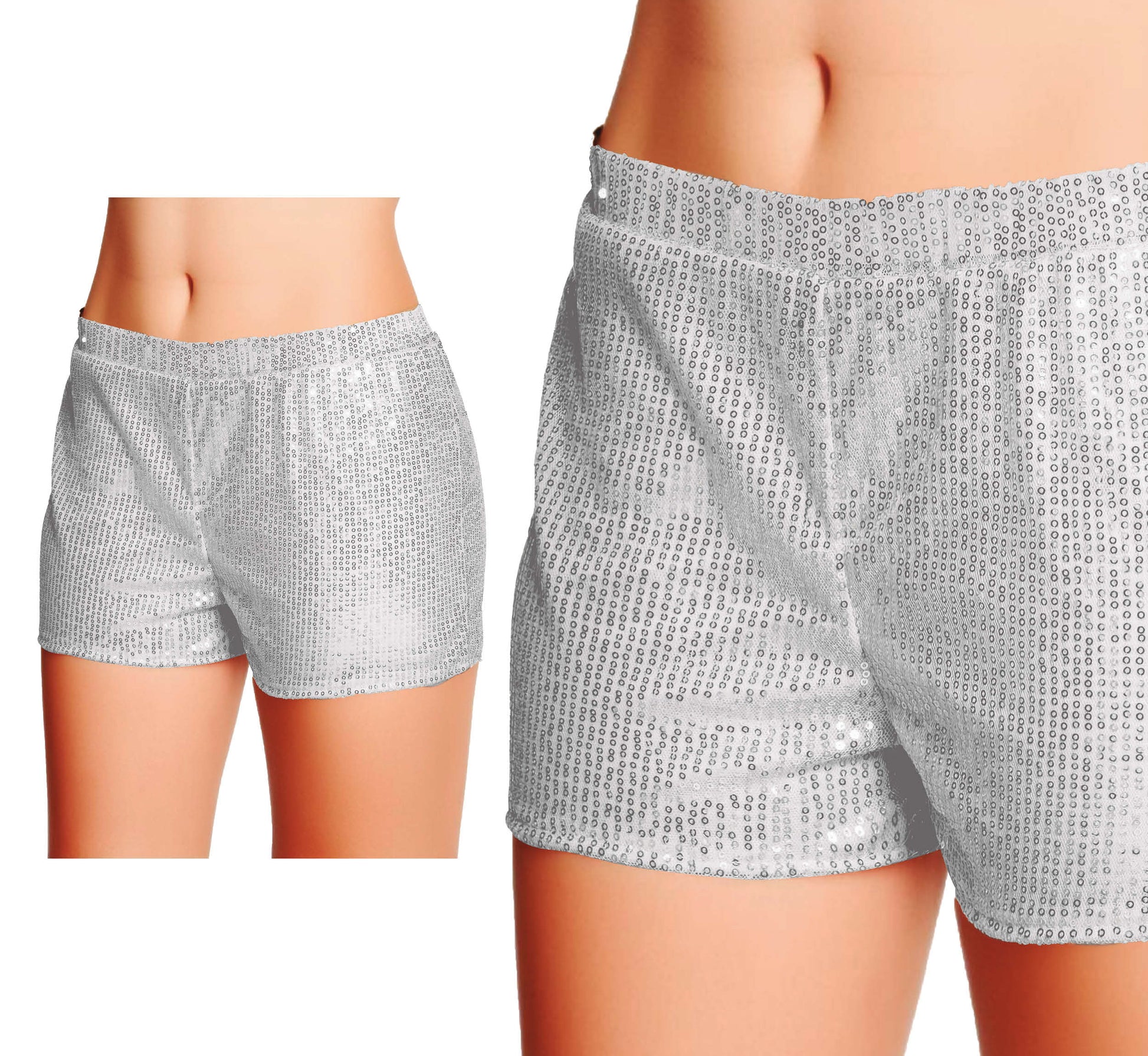SILVER SEQUIN SHORTS, ADULTS, 42-44 (L)