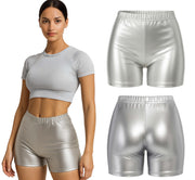 METALLIC SHORTS SILVER