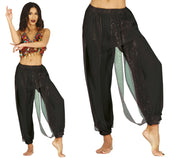 BLACK BELLY DANCE PANTS, ADULTS 42-44 (L)