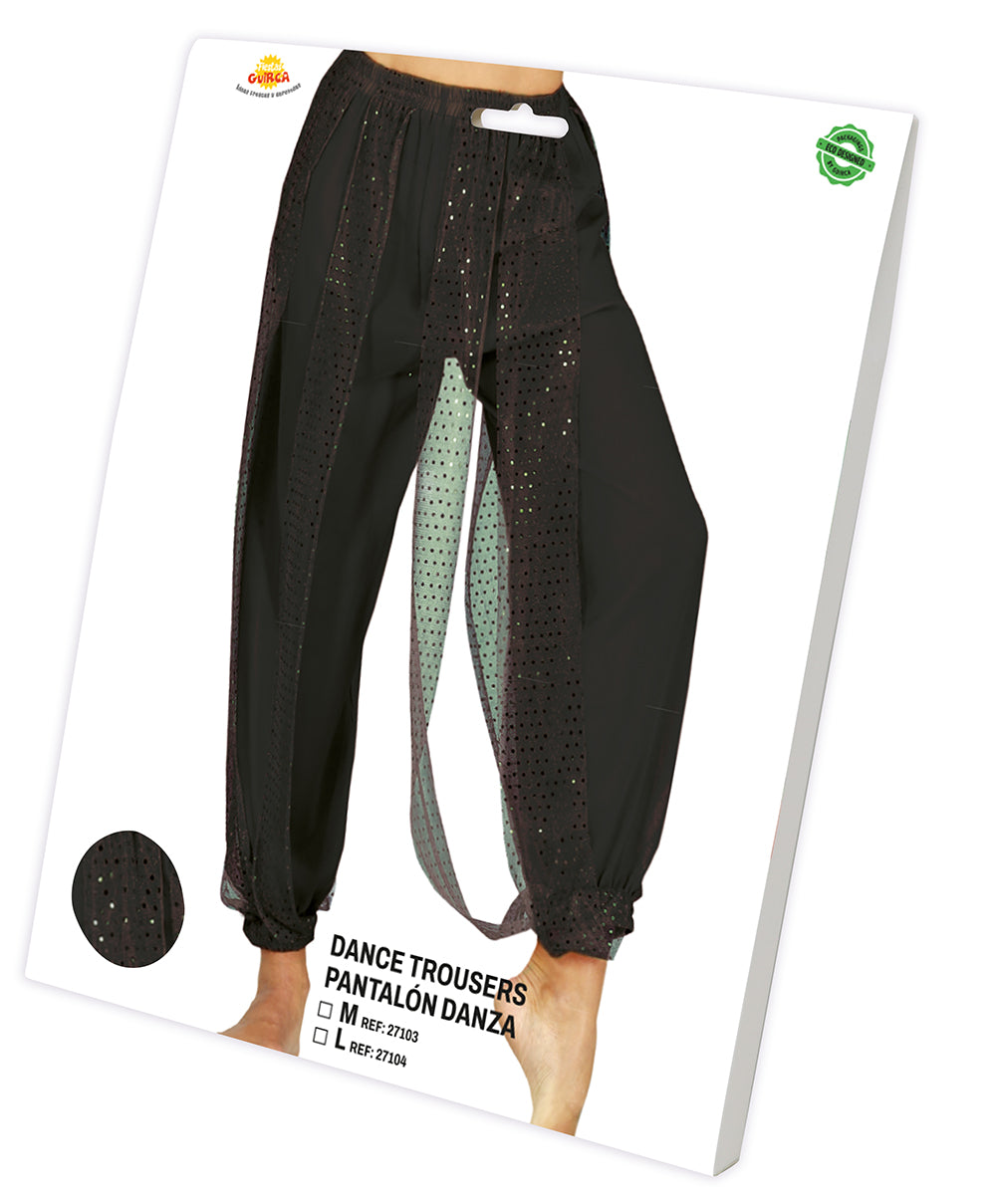 BLACK BELLY DANCE PANTS, ADULTS 42-44 (L)