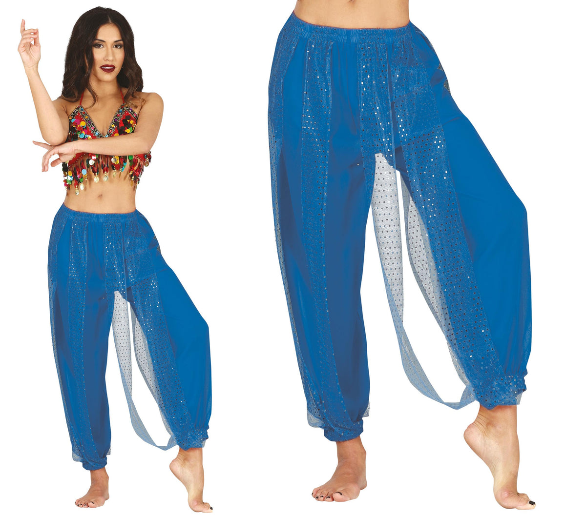 BLUE BELLY DANCE PANTS, ADULTS 38-40 (M)