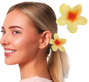 YELLOW HAIR FLOWER CLIP, 8 CMS, PVC