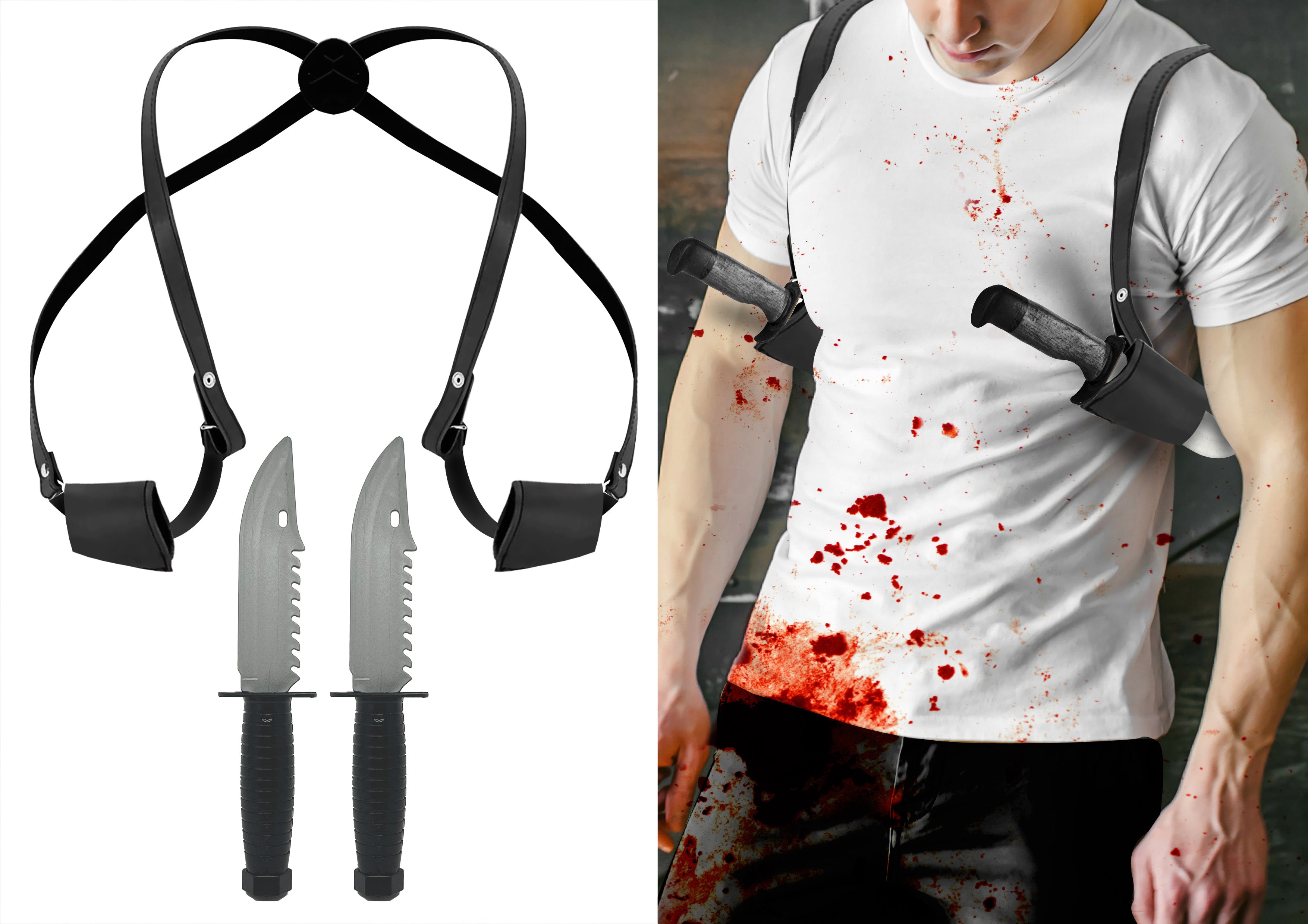 SHOULDER HOLSTER WITH 2 KNIVES