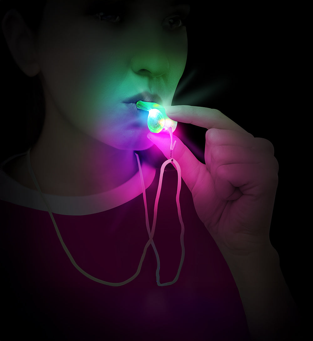WHISTLE WITH CORD AND LIGHT ASSORTED 5 CM