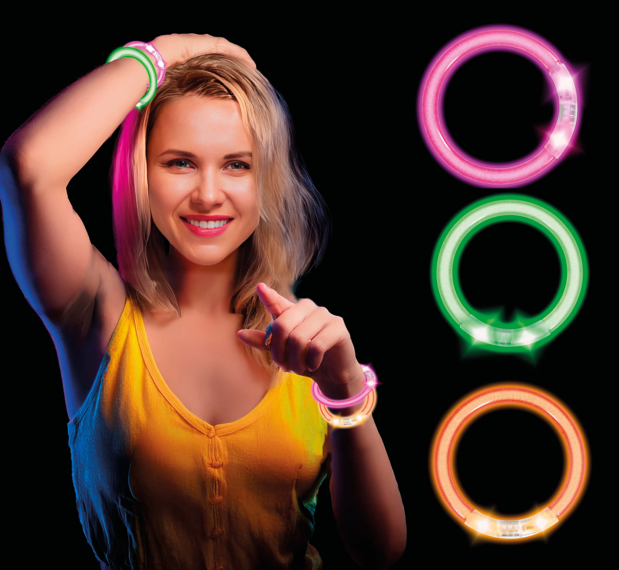 4 LED BRACELETS BAG ASSORTED 8 CM