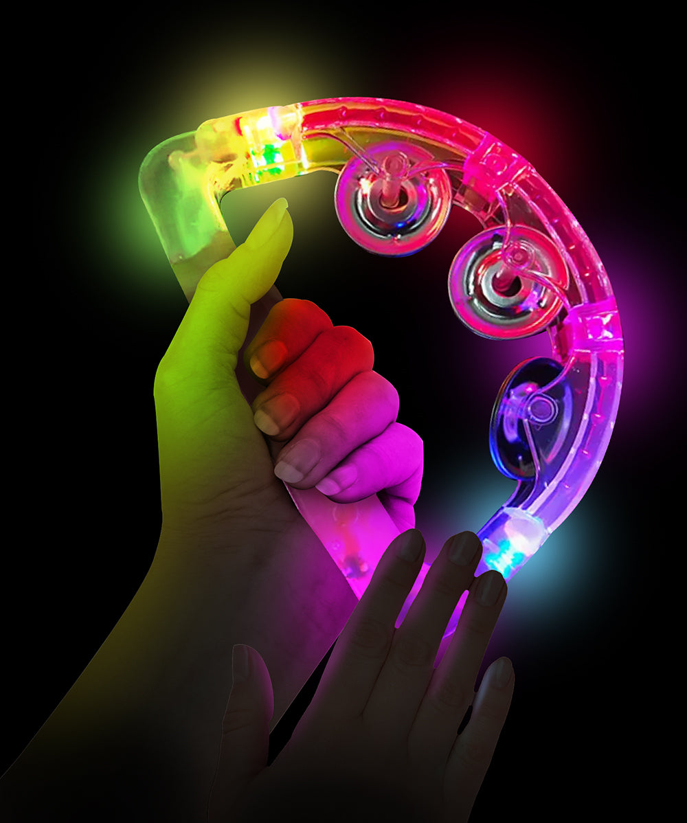 ASSORTED TAMBOURINE WITH LIGHT 16X15 CM