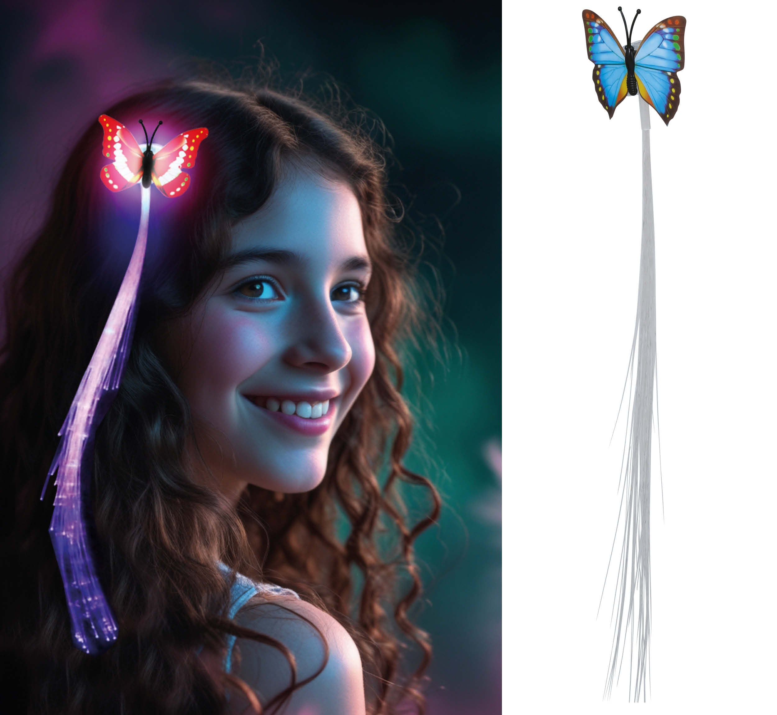 33 CM OPTICAL FIBER, LED, TUFT WITH BUTTERFLY – Fancy Dress Town