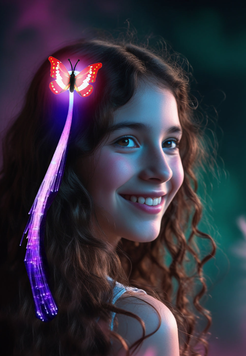 33 CM OPTICAL FIBER, LED, TUFT WITH BUTTERFLY