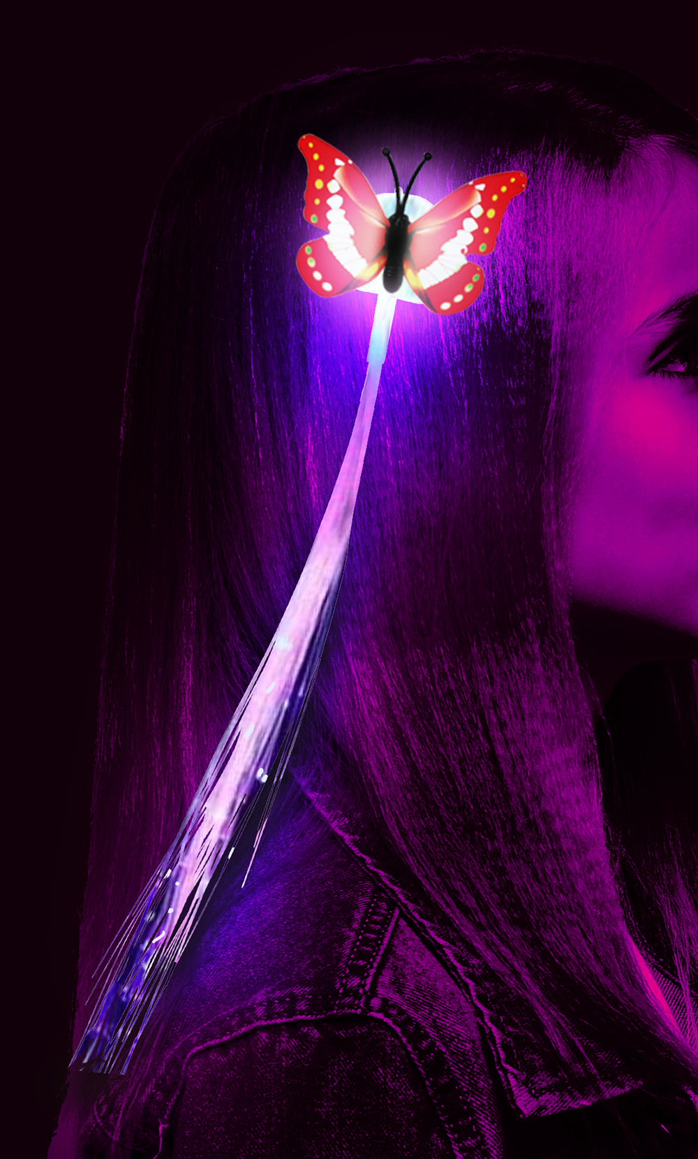 33 CM OPTICAL FIBER, LED, TUFT WITH BUTTERFLY