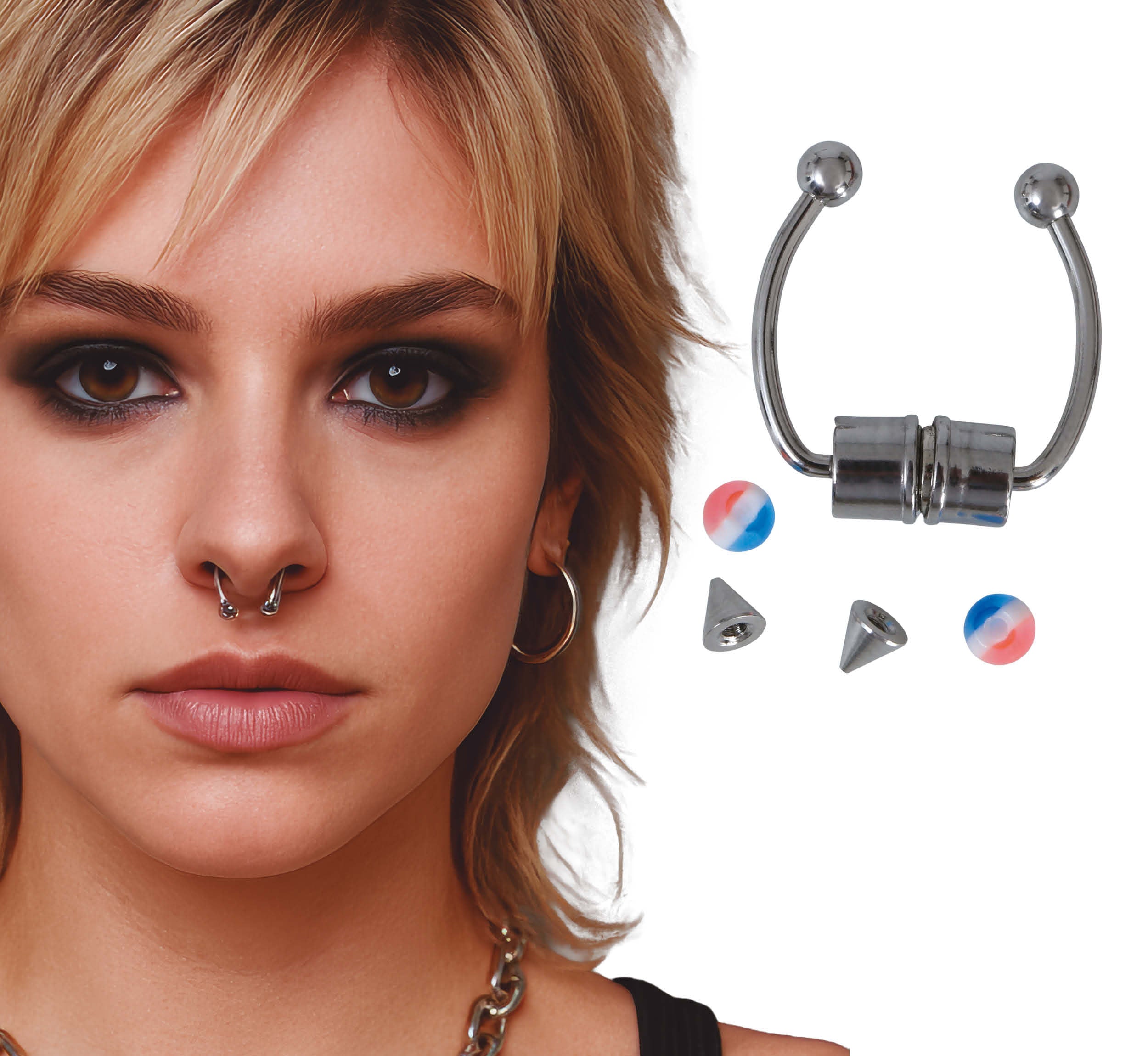 ASSORTED FAKE NOSE PIERCING