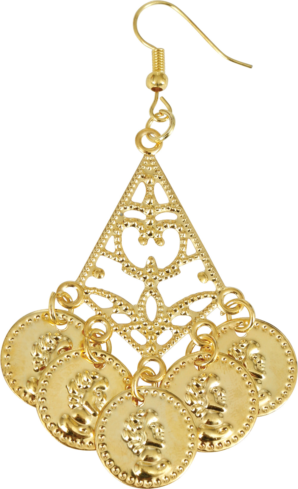METALLIC COIN EARRINGS 5 CM, ADULT