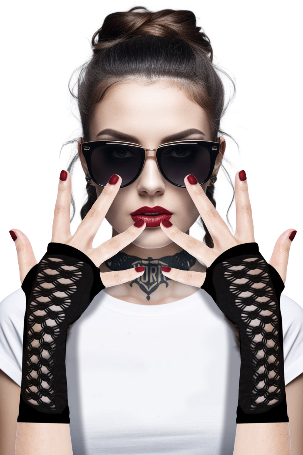 BLACK GOTHIC GLOVES, ADULT