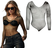 BLACK BODYSUIT WITH RHINESTONES, ADULT
