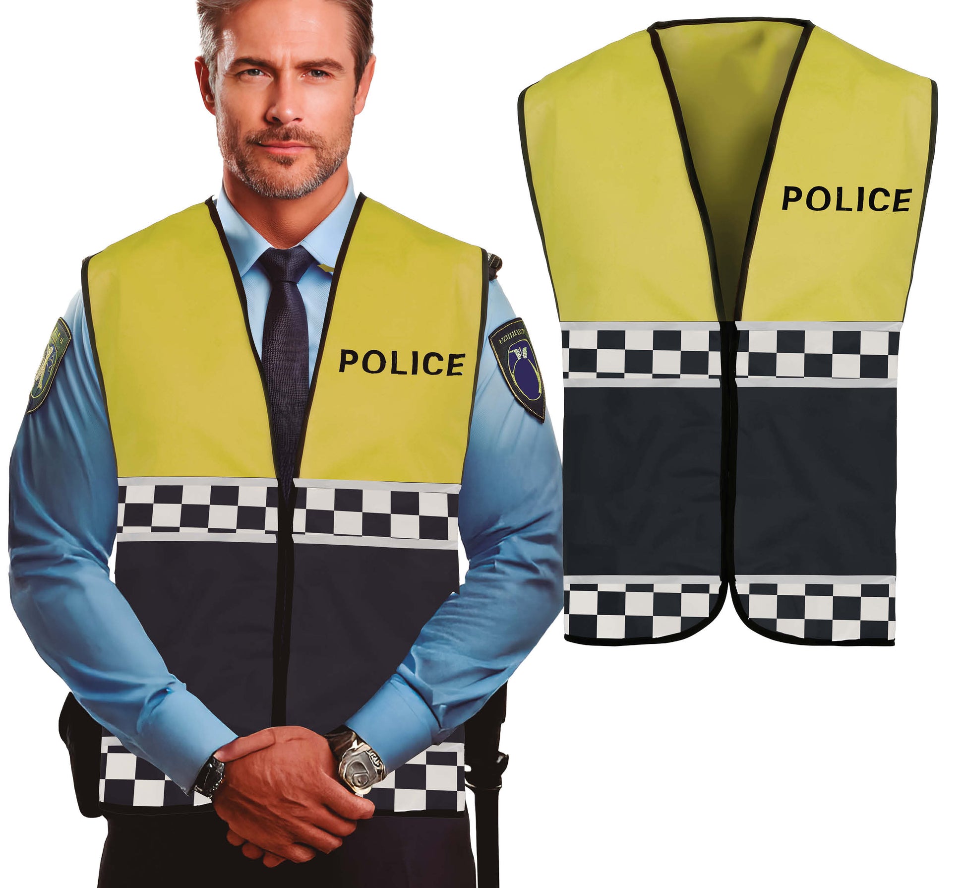 YELLOW POLICE VEST, ADULT