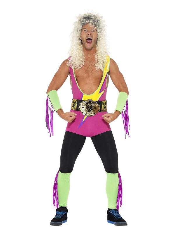 Retro Wrestler Costume, Multi-Coloured - 2