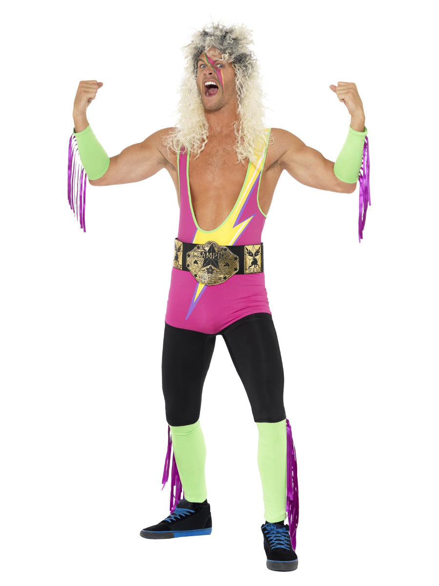 Retro Wrestler Costume, Multi-Coloured - 5
