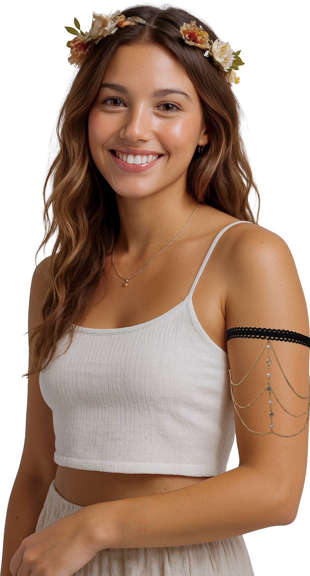 Arm bracelet with silver stones