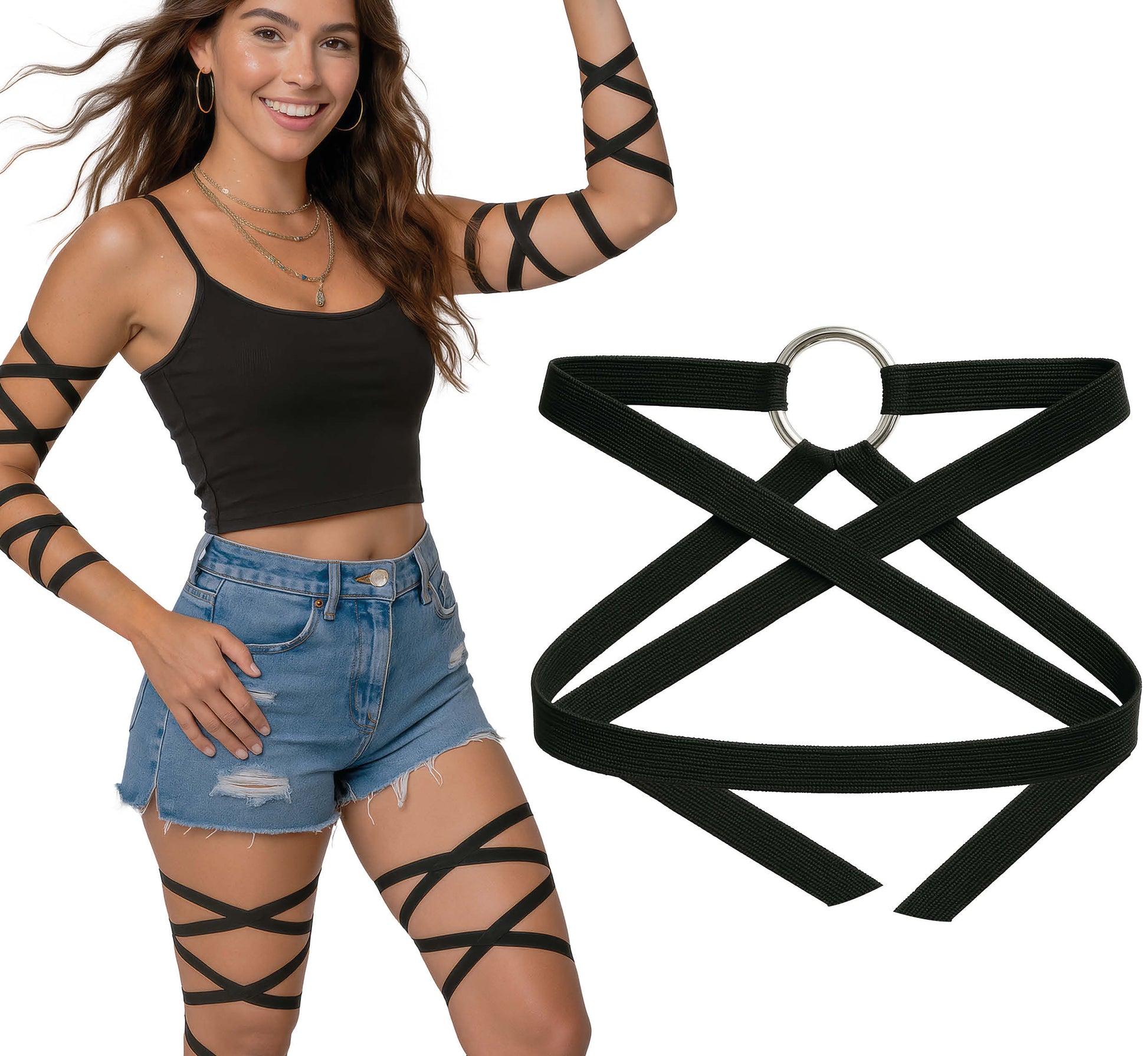DECORATIVE BLACK TAPE LEG AND ARM