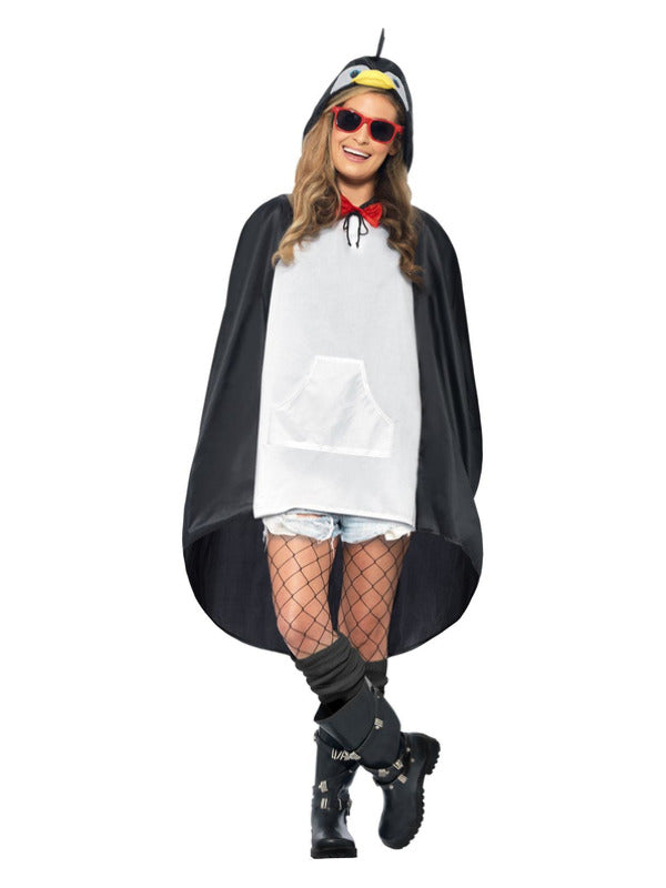 Penguin Party Poncho, Black & White - 2