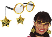 GOLDEN GLASSES WITH STARS HAPPY NEW YEAR