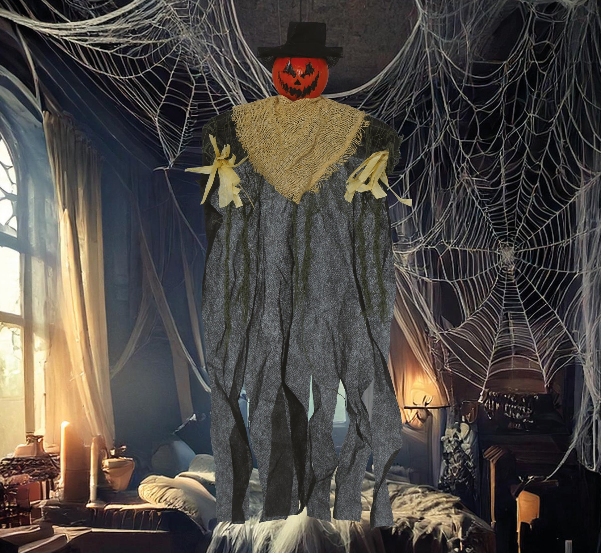 HANGING SCARECROW PUMPKIN 60 CM