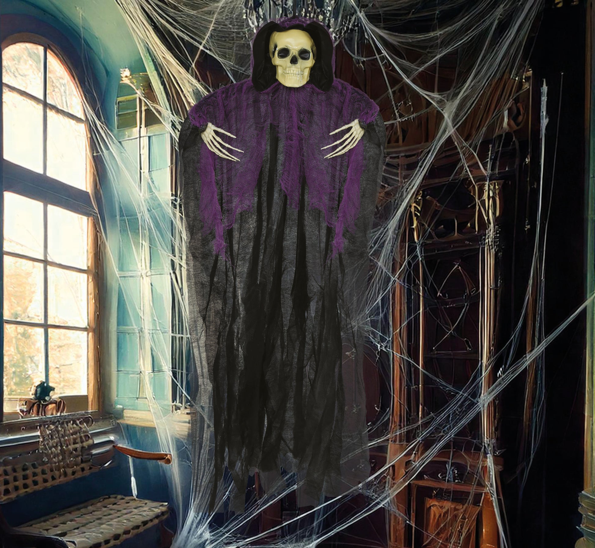 HANGING SKELETON BLACK TUNIC 90 CM