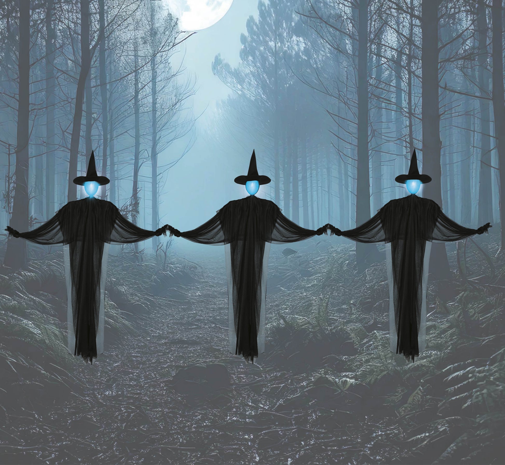 3 BLACK WITCHES LIGHT 160 CM