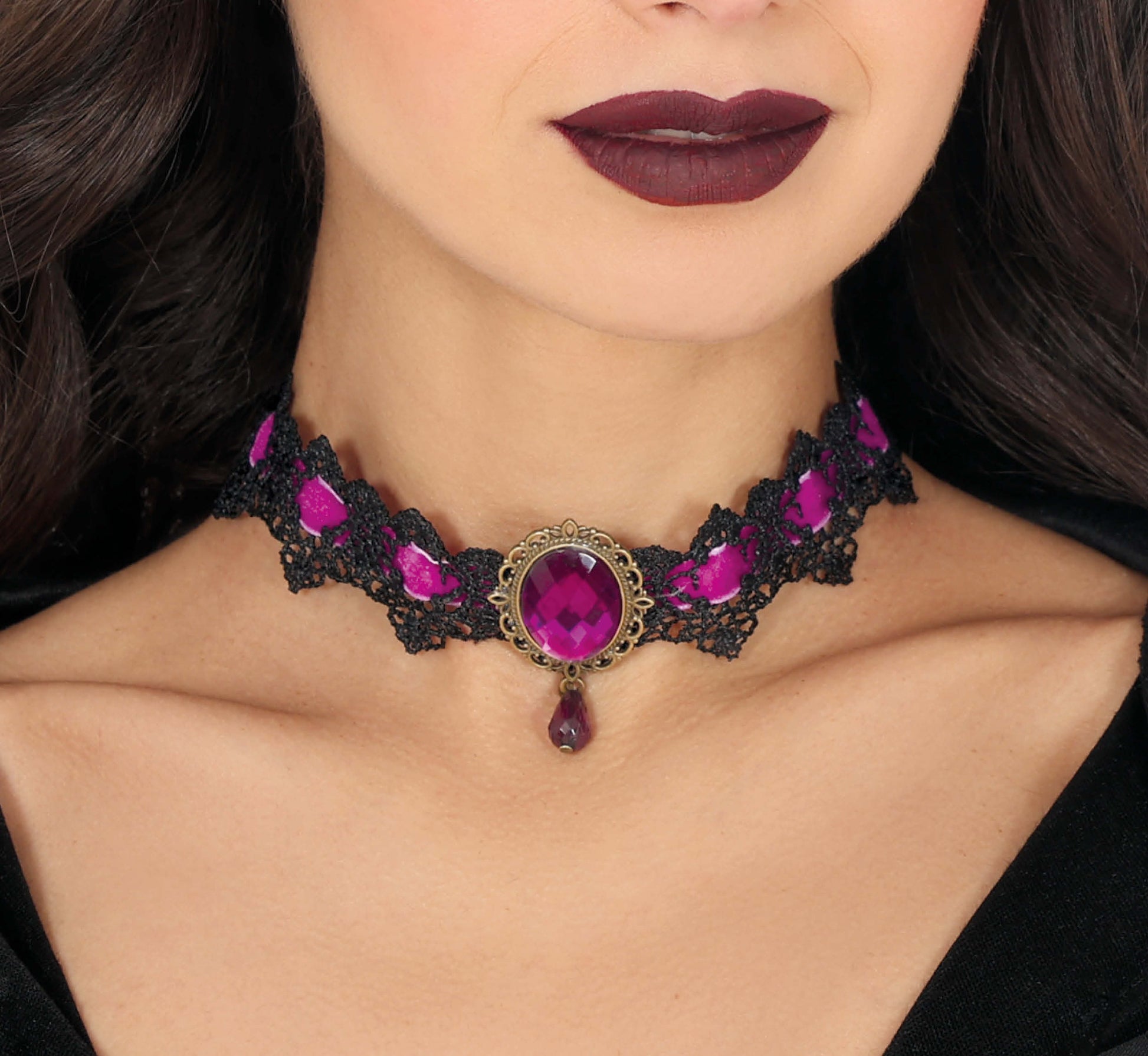 LILAC AND BLACK EMBROIDERED CHOKER