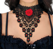 RED ROSE EMBROIDERED CHOKER
