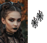 BLACK SPIDERWEB EARRINGS, 5 CM