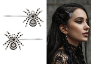 SET OF 2 SPARKLING SILVER SPIDER HAIR CLIPS, 7.5 C