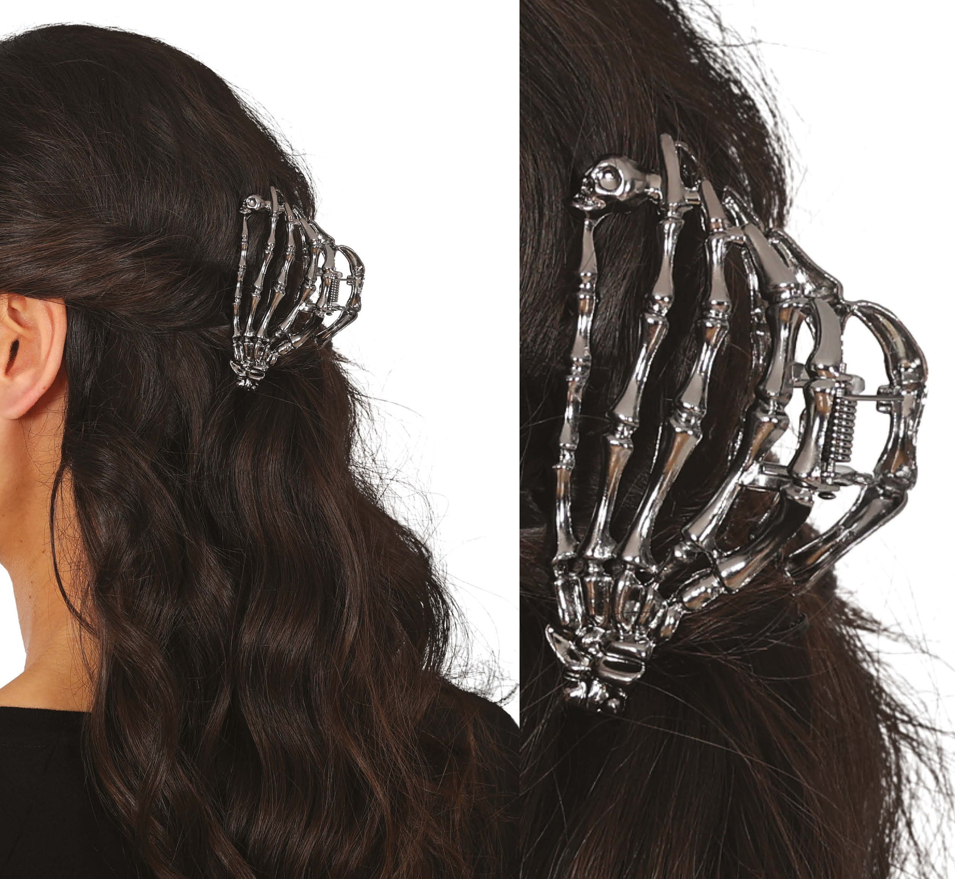 SKELETON HAND HAIR CLIP METAL, 8.5 CM