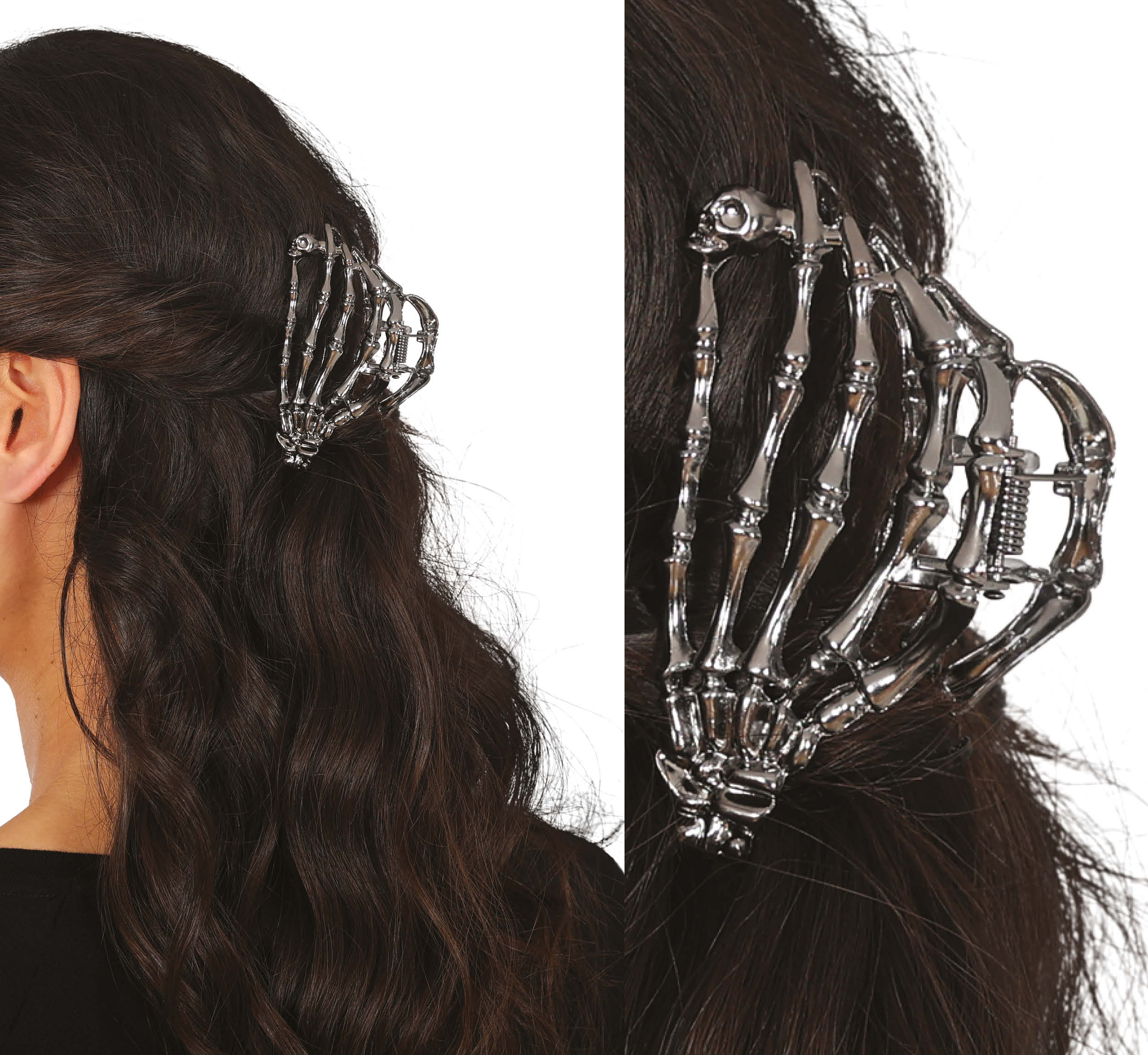 SKELETON HAND HAIR CLIP METAL, 8.5 CM